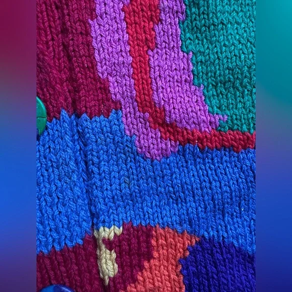 McWooligans Vintage 100% Wool Hand Knit Cardigan Sweater - Picture 9 of 14